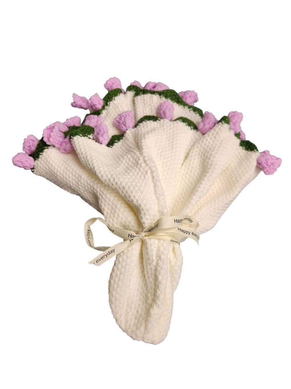 Handmade Crochet Bloomie Blanket Lavender Roses Bouquet Cozy Gift NEW